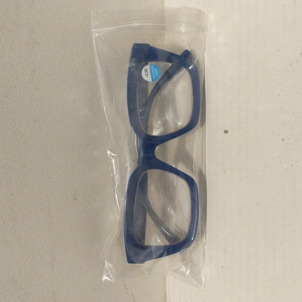 Blue Oversized +2.0 Reading Glasses Computer Blue Light Filter Blocking 2X 🆕 - Picture 4 of 5